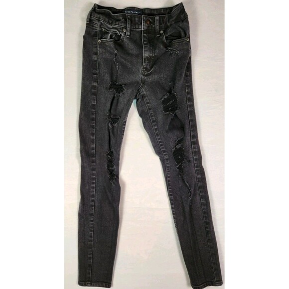 Aeropostale Skinny Jeans Womens Size 0 Black - Picture 3 of 8